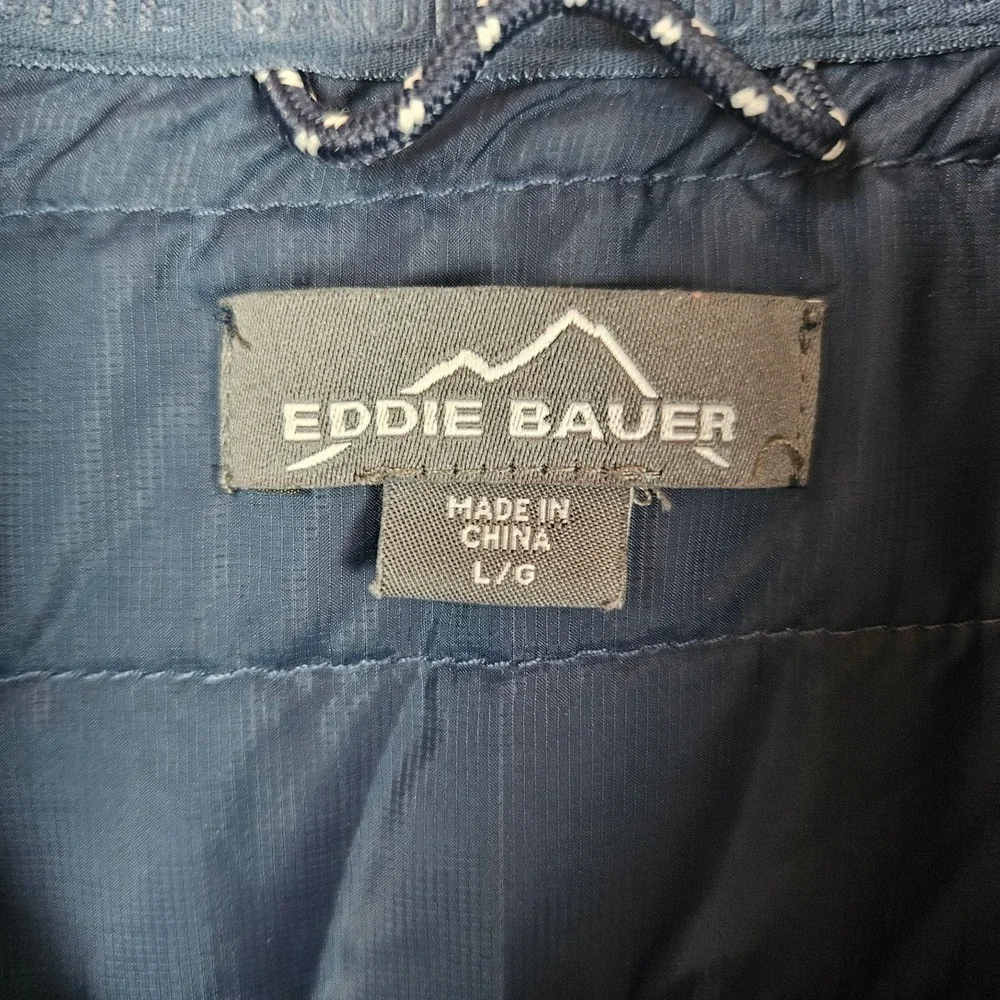 Eddie Bauer Mens Blue Heather Quilted Yoke 1/4 Zip Pullover Jacket Size Large